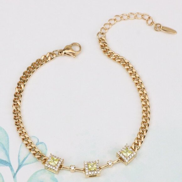 ✔ACCEPT OFFER Jewelry - "Elegant Rose Gold Bracelet with Green Stone Accents, XPBL0841